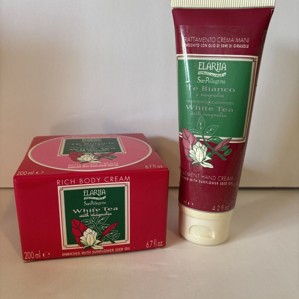 Perlier Elariia White Tea & Magnolia Rich Body Cream 6.7oz + Hand Cream 4.2oz
